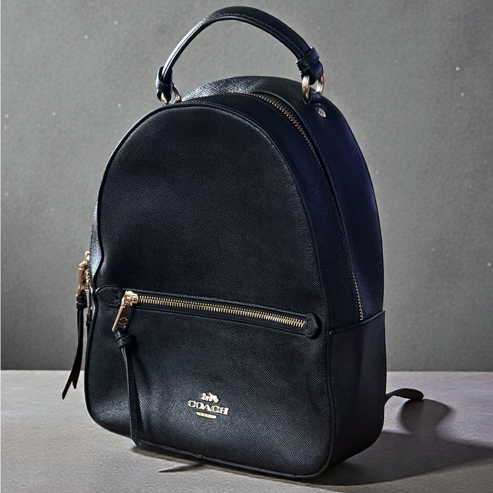 Coach Black Textured Leather Backpack With COA